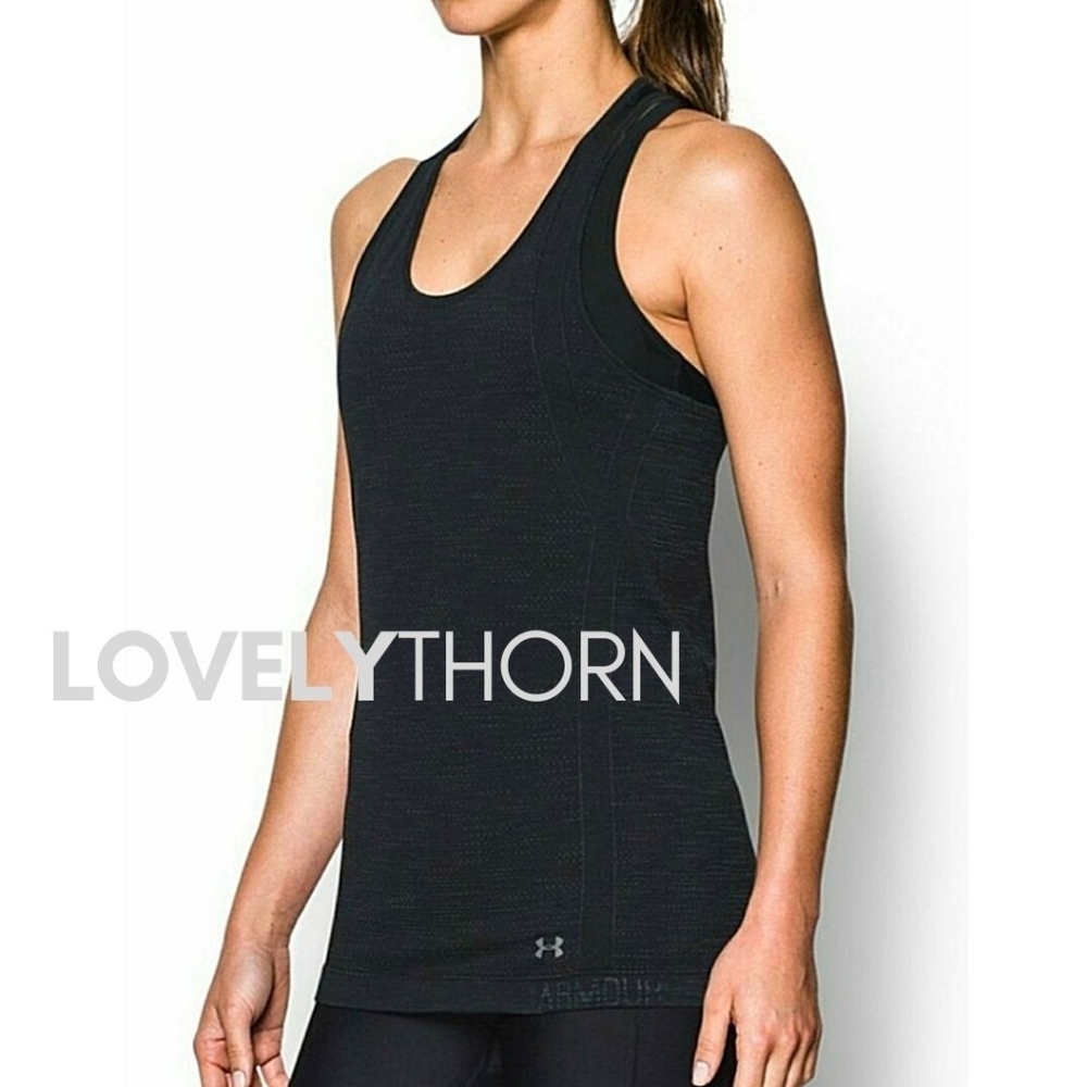 UNDER ARMOUR  // threadborne reversible racerback tank top heathered navy